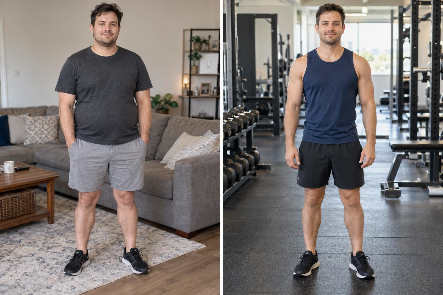 Generated example before-and-after comparison for men