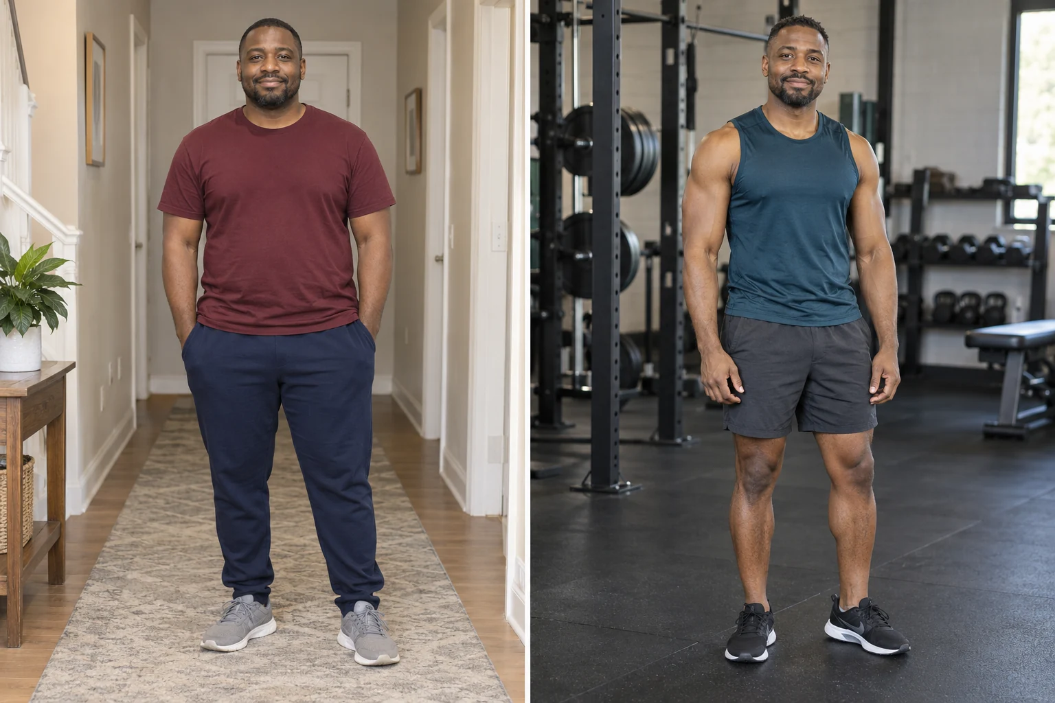 Generated example before-and-after comparison for men