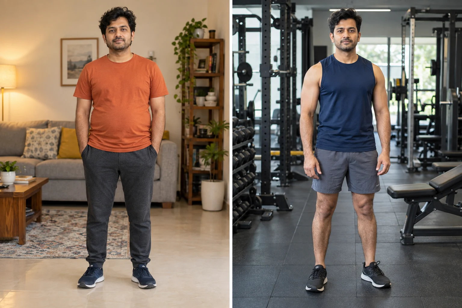 Generated example before-and-after comparison for men